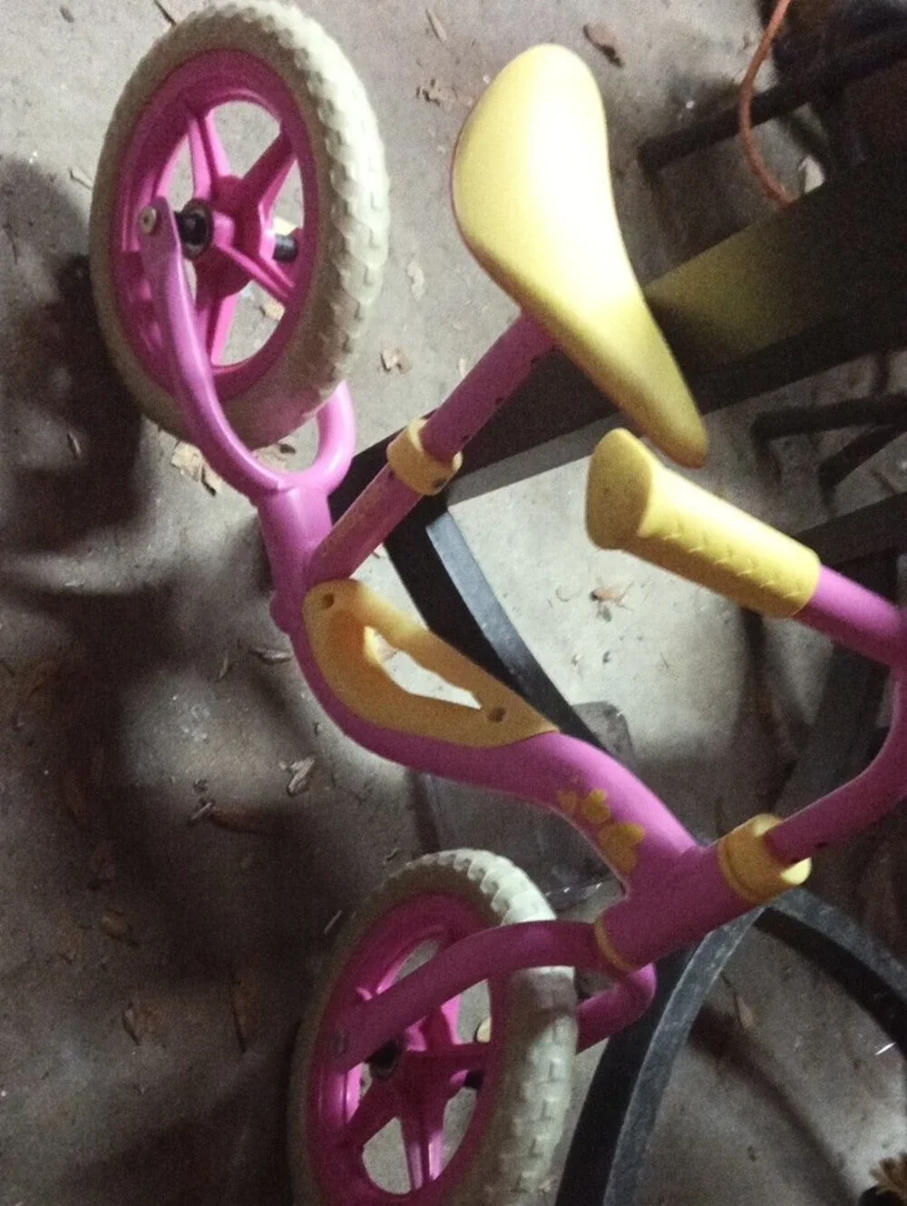 Kids Pink and Yellow Balance Bike - Lightweight Toddler Ride-On